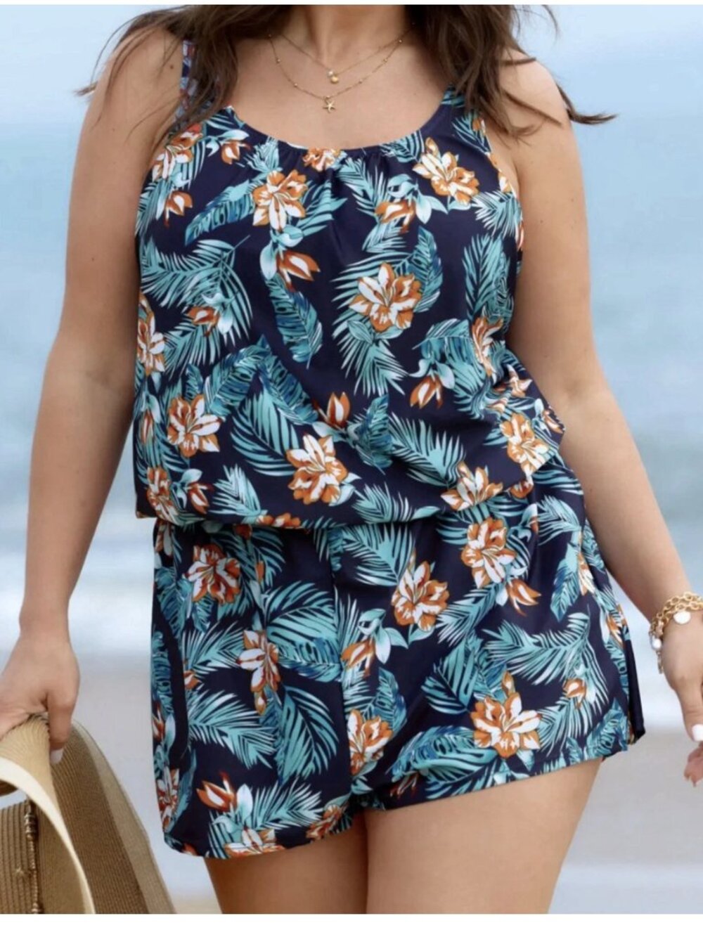 BloomChic TROPICAL FLORAL SWIMSUIT ROMPER PLUS SIZE 26 NWT